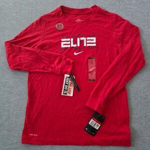 NIKE BOYS RED DRI-FIT LONG SLEEVE T-SHIRT ELITE BASKETBALL SIZE Large